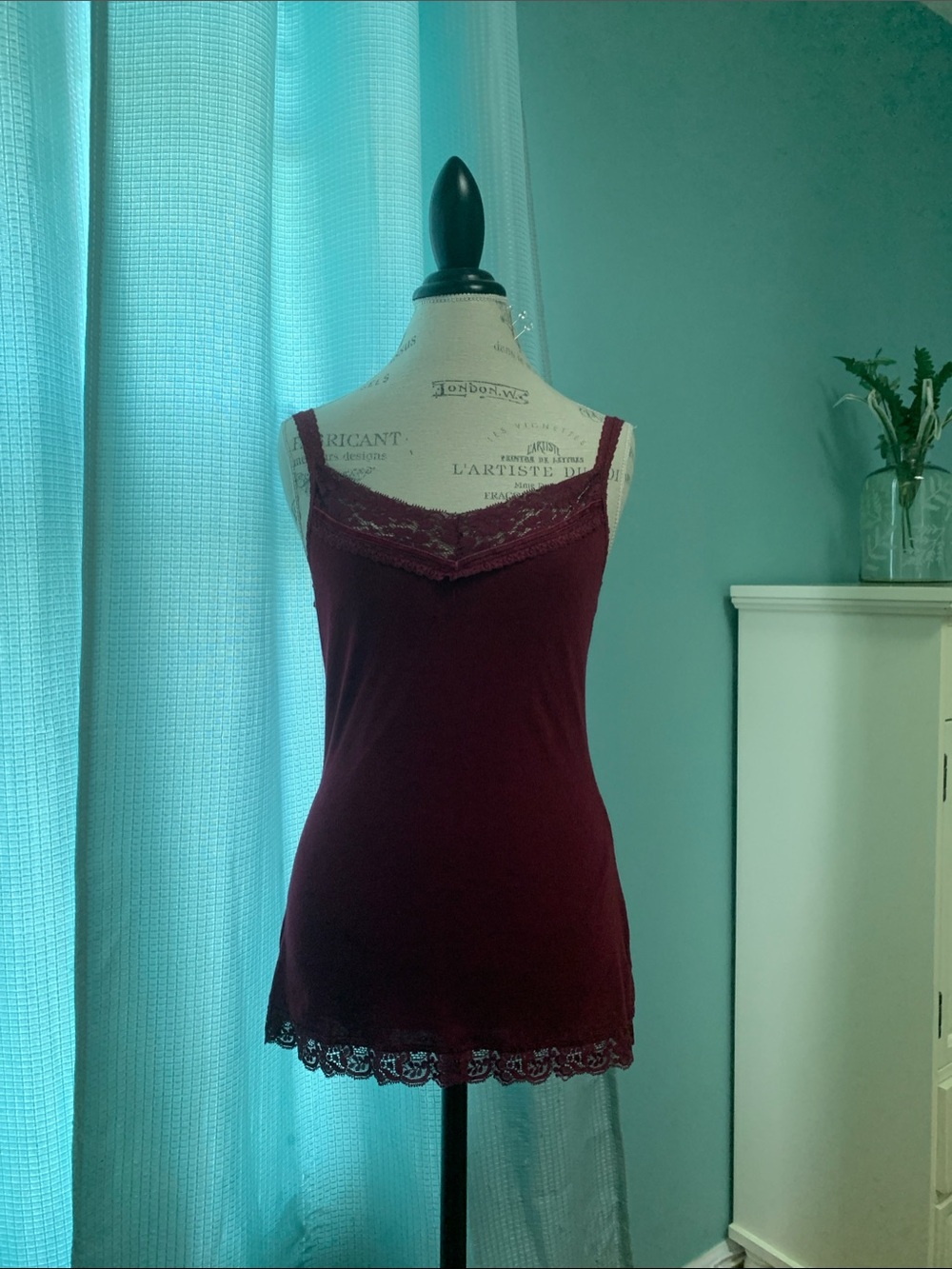 American Rag Burgundy Lace-Trim Camisole